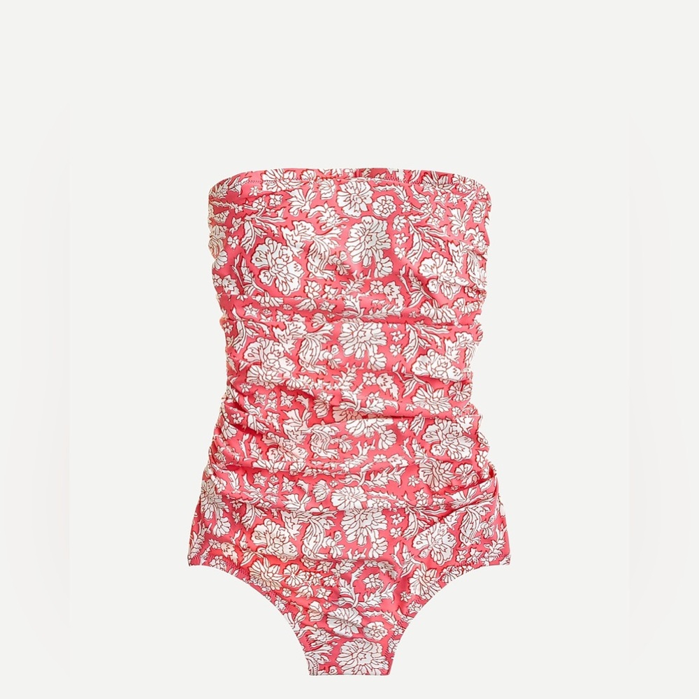 SZ Blockprints™ X J.Crew ruched bandeau one-piece in Nila block print